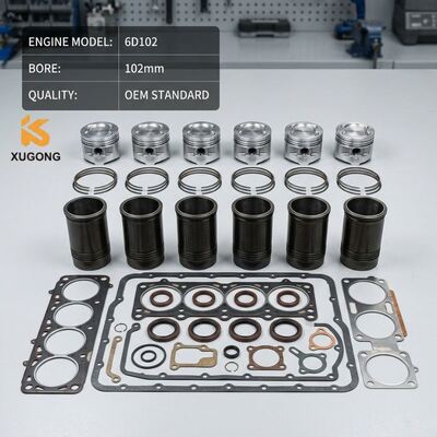 6D102 Engine Rebuild Overhaul Kit STD Piston Ring Liner Set for Komatsu PC200-7 Excavator Diesel Engine Parts